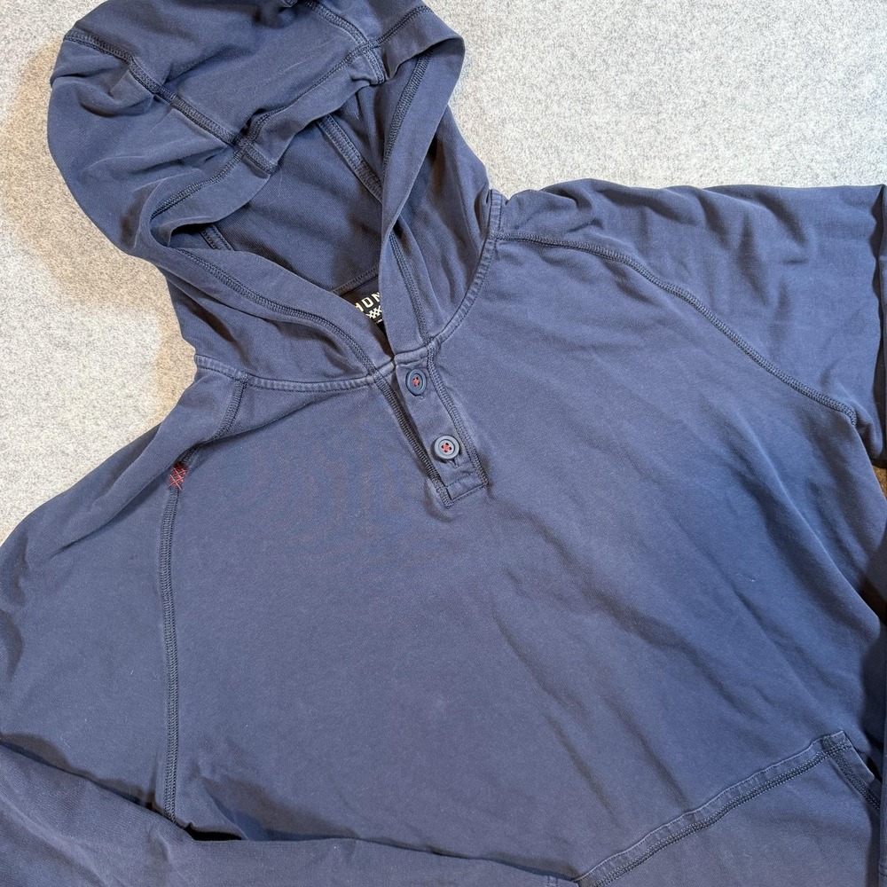 Rhone Hoodie Mens Large Blue Long Sleeve Henley Hooded Jersey Pullover 100595
